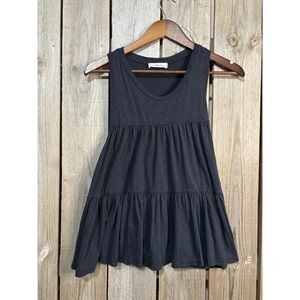 Charlotte‎ Avery Black Tiered Babydoll Tank Made in USA Indie Boutique Large